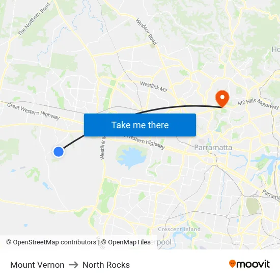 Mount Vernon to North Rocks map