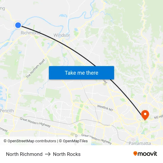 North Richmond to North Rocks map