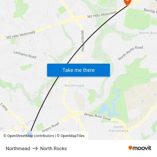 Northmead to North Rocks map