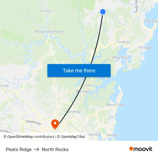 Peats Ridge to North Rocks map