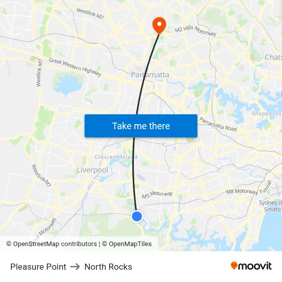 Pleasure Point to North Rocks map