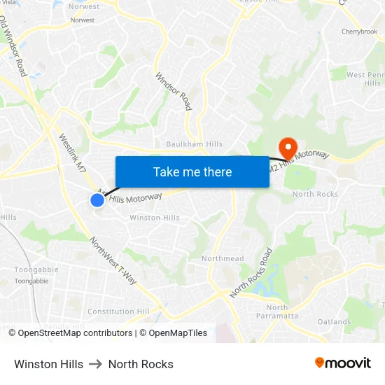 Winston Hills to North Rocks map