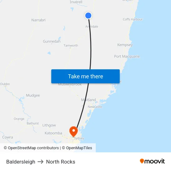 Baldersleigh to North Rocks map