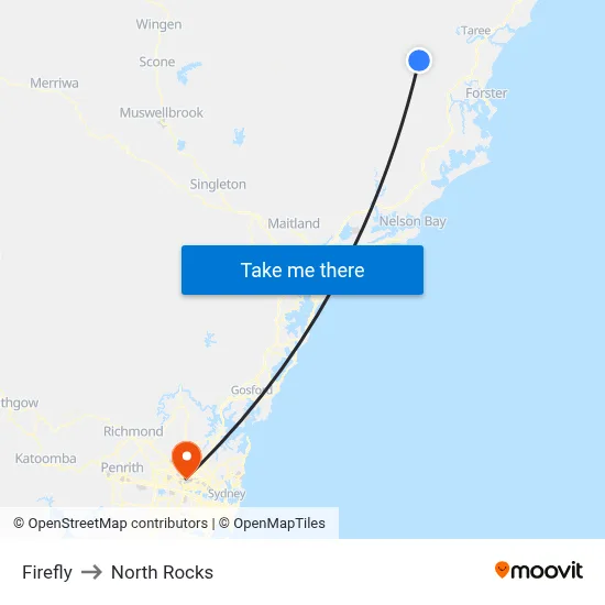 Firefly to North Rocks map