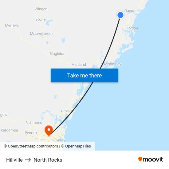 Hillville to North Rocks map