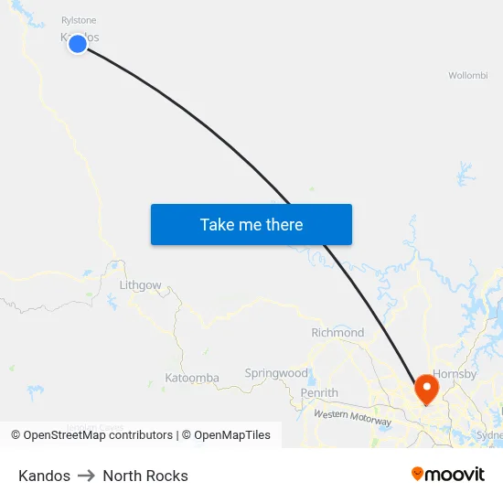 Kandos to North Rocks map