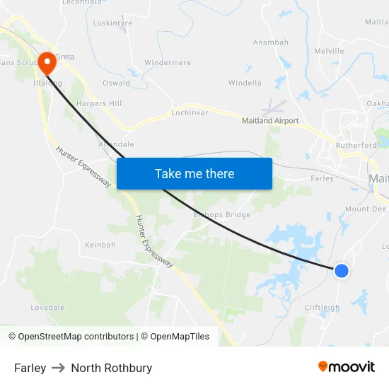 Farley to North Rothbury map