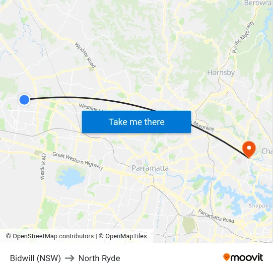 Bidwill (NSW) to North Ryde map