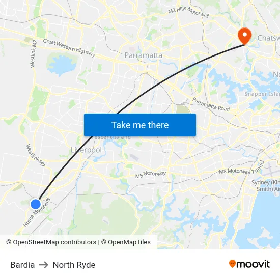 Bardia to North Ryde map