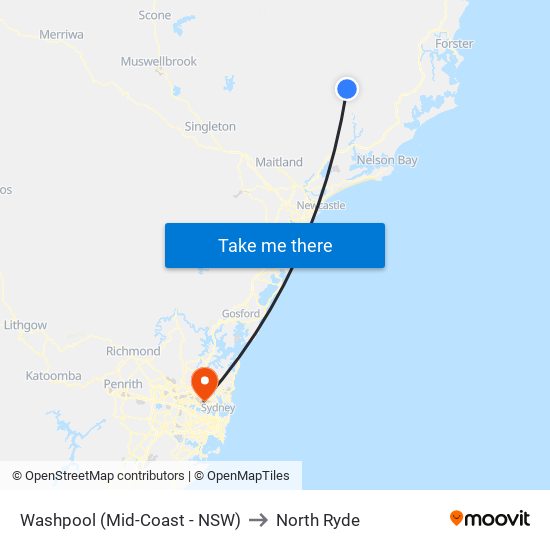 Washpool (Mid-Coast - NSW) to North Ryde map