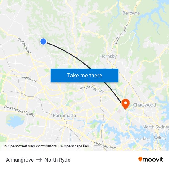 Annangrove to North Ryde map