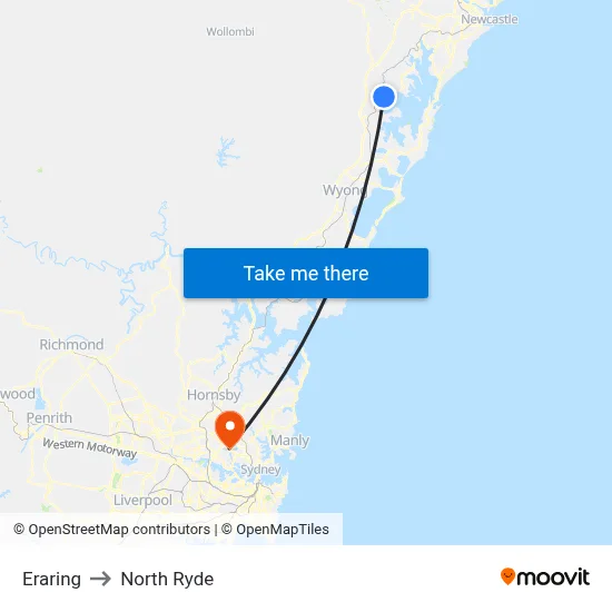 Eraring to North Ryde map