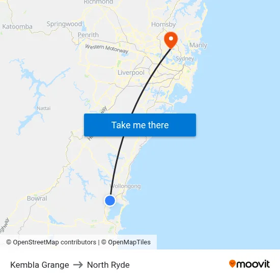 Kembla Grange to North Ryde map