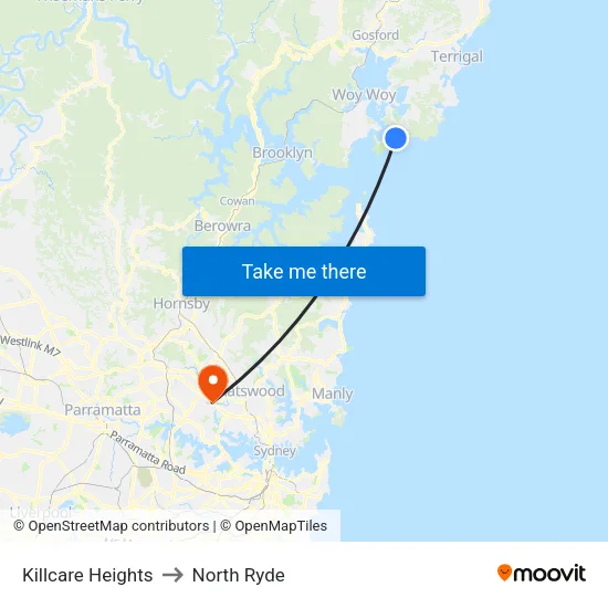 Killcare Heights to North Ryde map