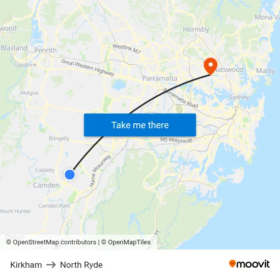 Kirkham to North Ryde map