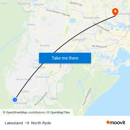 Lakesland to North Ryde map