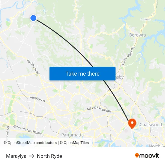 Maraylya to North Ryde map