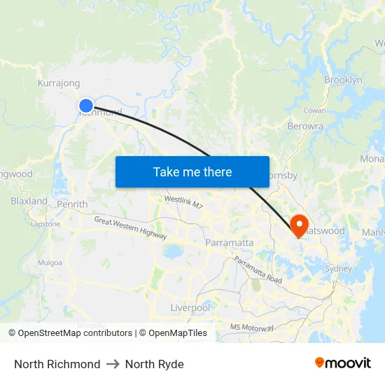 North Richmond to North Ryde map