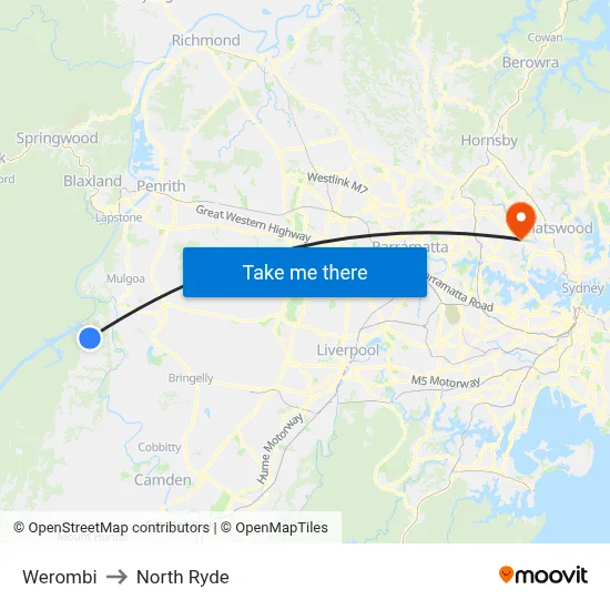 Werombi to North Ryde map