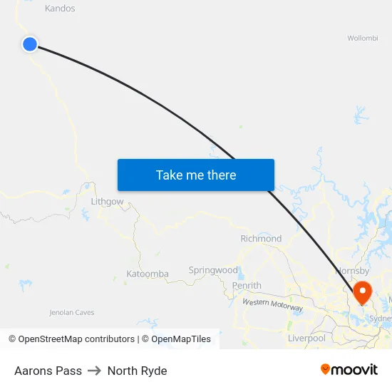 Aarons Pass to North Ryde map
