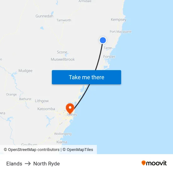 Elands to North Ryde map