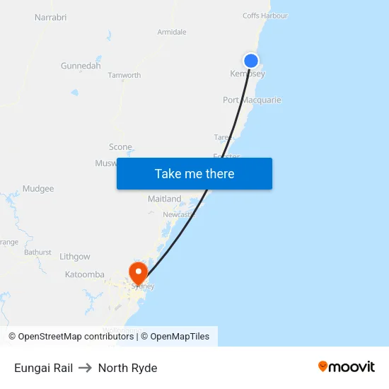Eungai Rail to North Ryde map