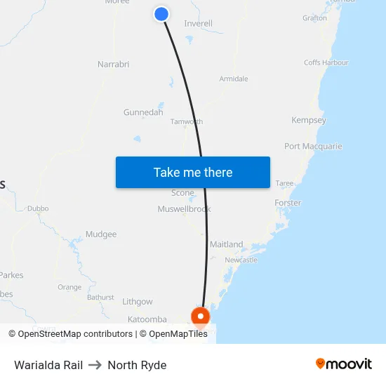 Warialda Rail to North Ryde map