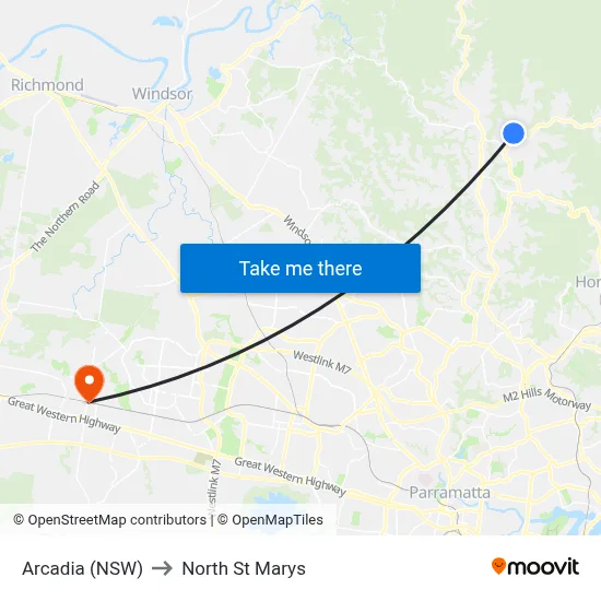 Arcadia (NSW) to North St Marys map