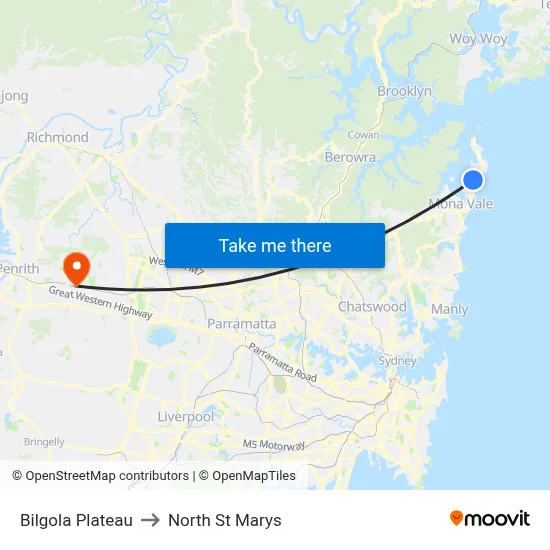Bilgola Plateau to North St Marys map
