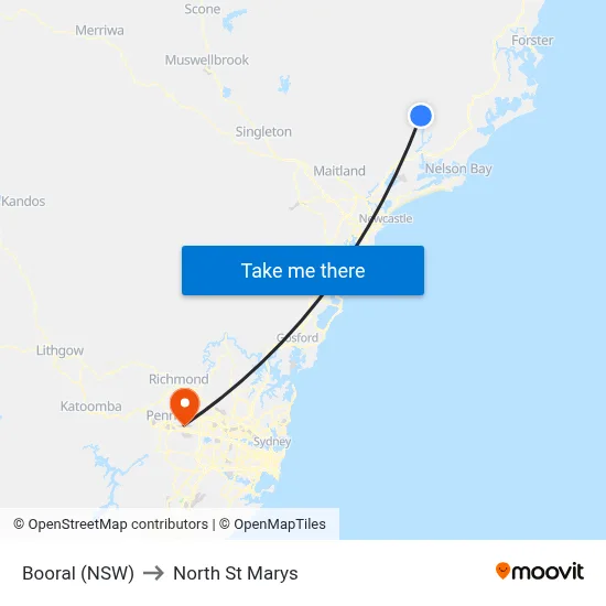 Booral (NSW) to North St Marys map
