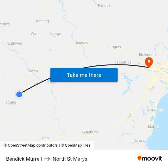 Bendick Murrell to North St Marys map