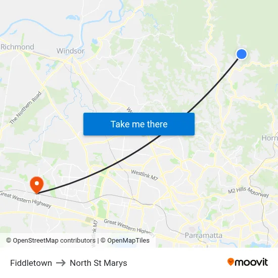 Fiddletown to North St Marys map