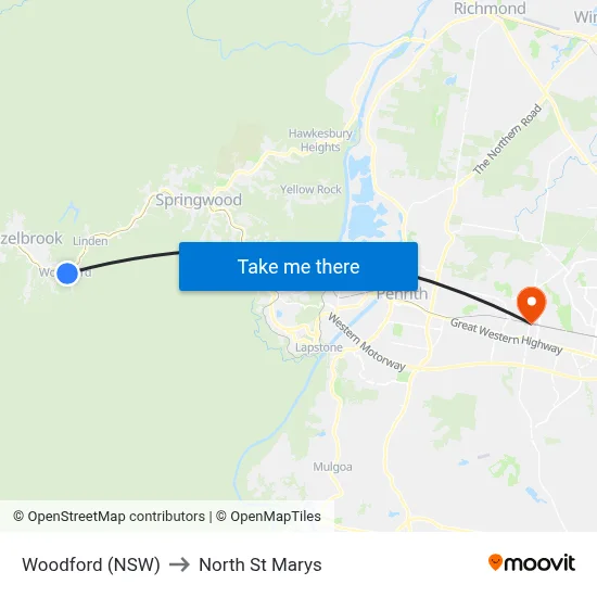 Woodford (NSW) to North St Marys map