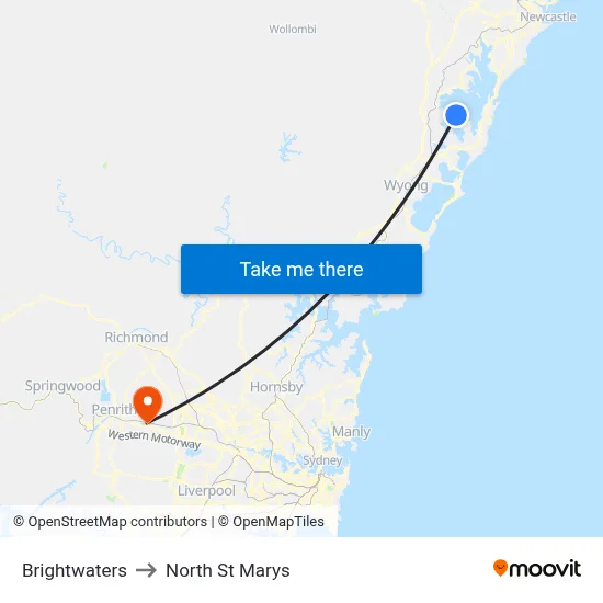Brightwaters to North St Marys map