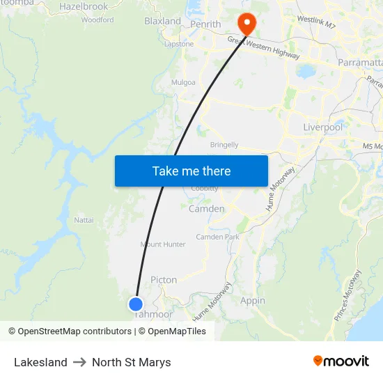 Lakesland to North St Marys map