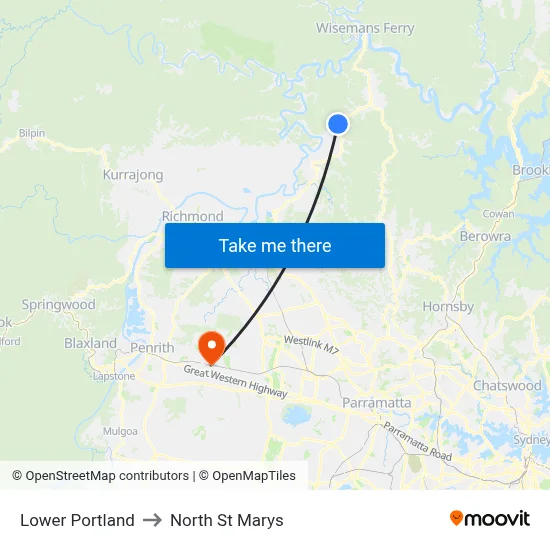Lower Portland to North St Marys map
