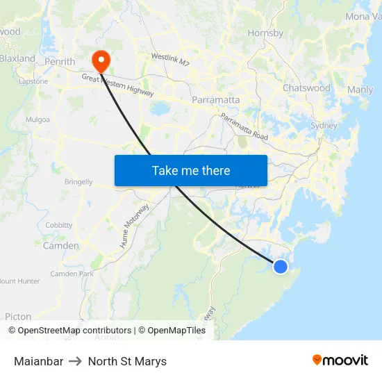 Maianbar to North St Marys map