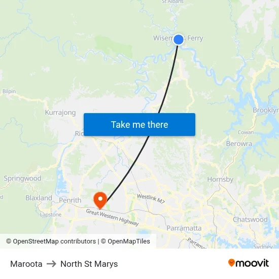 Maroota to North St Marys map