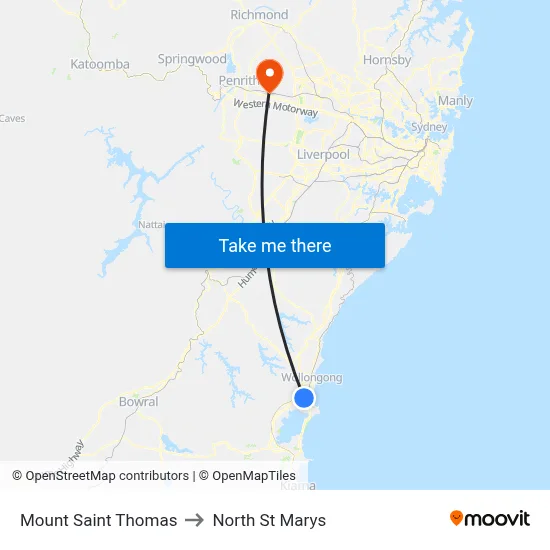 Mount Saint Thomas to North St Marys map