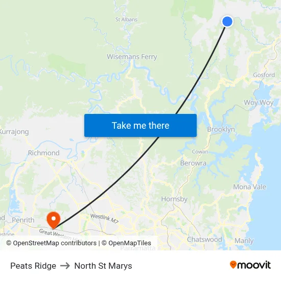 Peats Ridge to North St Marys map