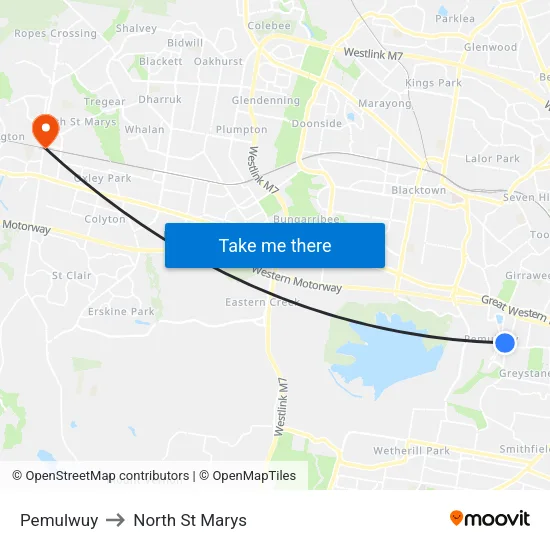 Pemulwuy to North St Marys map
