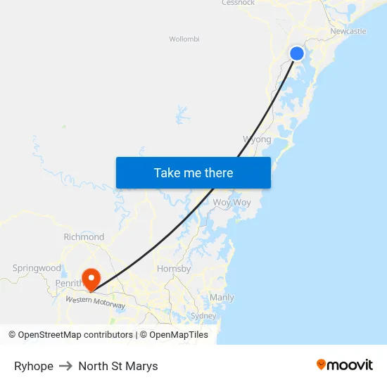 Ryhope to North St Marys map