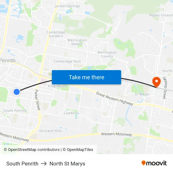 South Penrith to North St Marys map