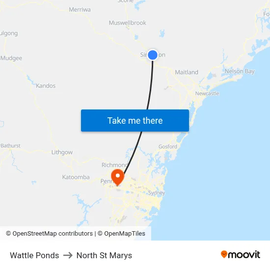 Wattle Ponds to North St Marys map
