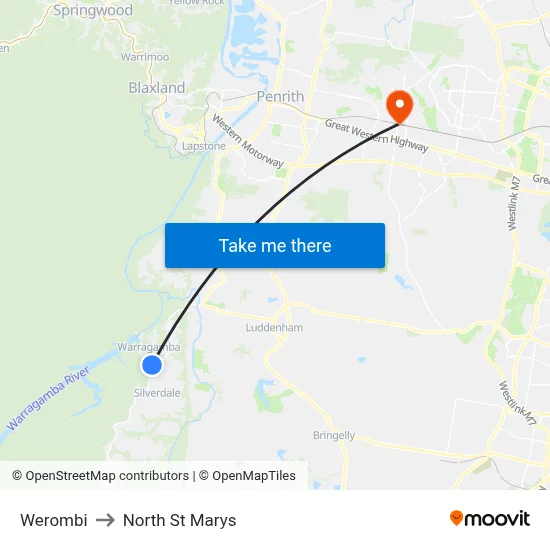 Werombi to North St Marys map