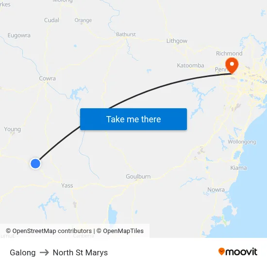 Galong to North St Marys map