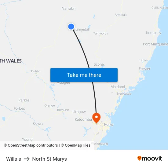 Willala to North St Marys map