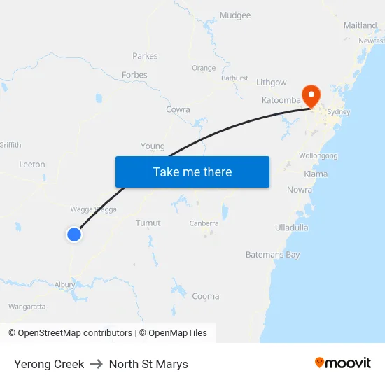 Yerong Creek to North St Marys map