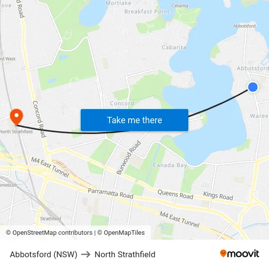 Abbotsford (NSW) to North Strathfield map
