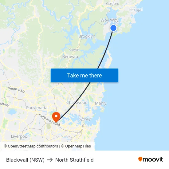 Blackwall (NSW) to North Strathfield map
